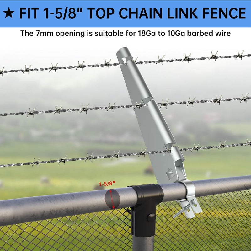 YanTuo 10 Pack Barbed Wire Arm for 1-5/8" Chain Link Fence, Galvanized Steel Fence Height Extender for Garden Outdoor, for Outdoor Fences to Increase Height, Protect Privacy and Pets Jumping Off - Image 2